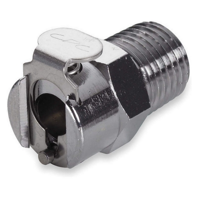 Conector rápido hembra con rosca 3/8 NPT CPC, latón cromado, con válvula (Bolsa por 10 unidades)