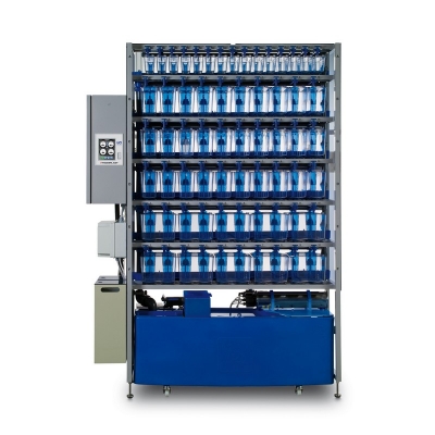 Rack de acero inoxidable 316L, pintado. Con tecnología Active Blue para pez zebra.