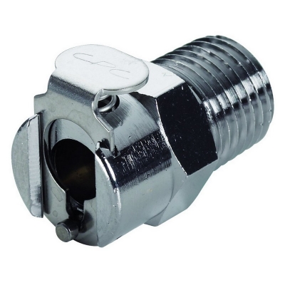 Conector rápido hembra con rosca de 1/4 NPT CPC, con válvula, latón cromado (Bolsa por 10 unidades)